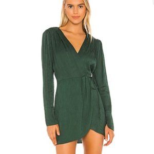 BLUE LIFE Rocio Wrap Long Sleeve Mini Dress in Forrest Green Size S